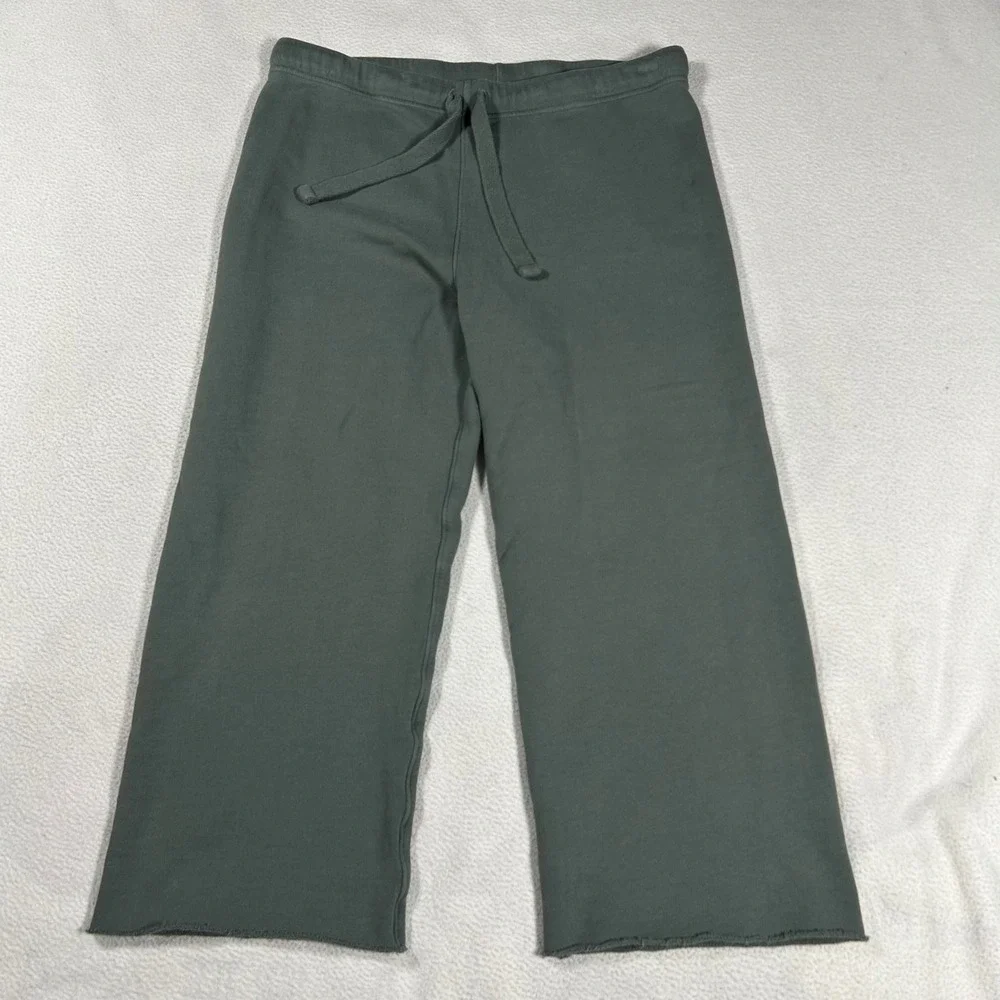 Frank & Eileen Catherine Favorite Sweatpants Womes Medium Green Wide Leg Crop